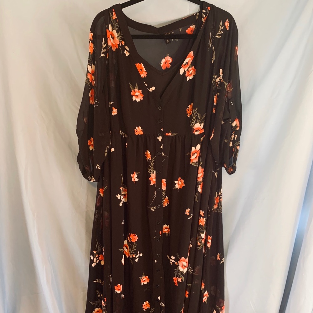 Black floral see through maxi dress Torrid
